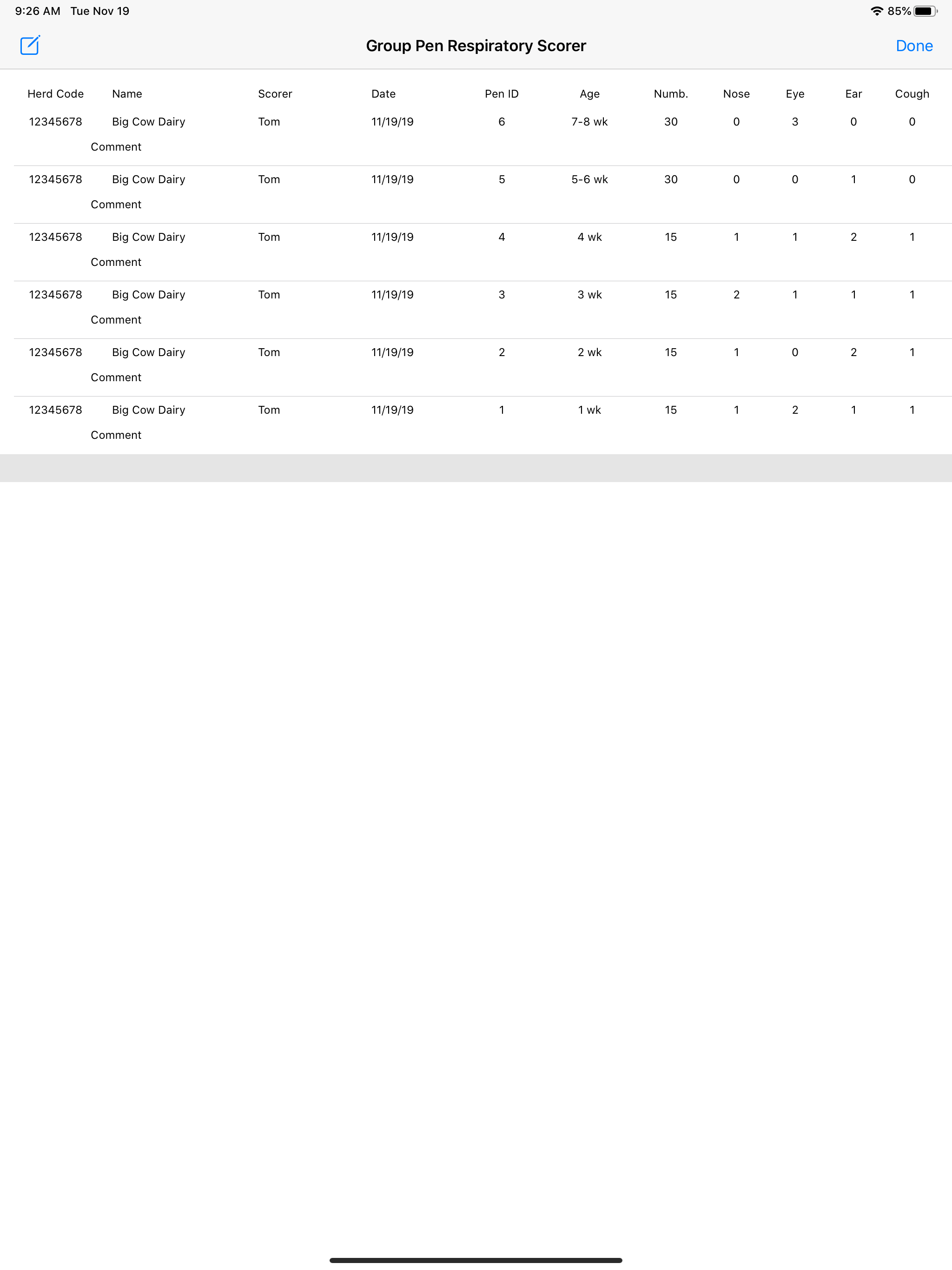Group Pen Respiratory Scorer screenshot 19