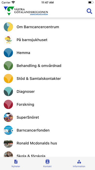 Barncancercentrum Screenshot