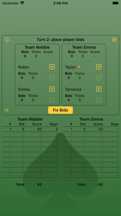 Spades ScoreBook Screenshot