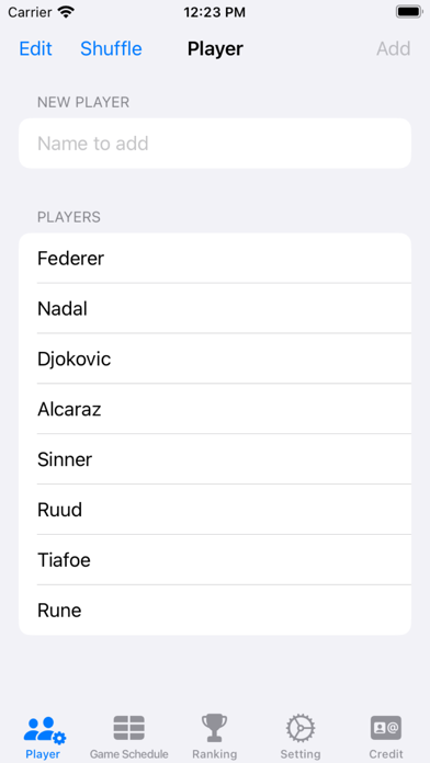 Tennis Game Scheduler Screenshot