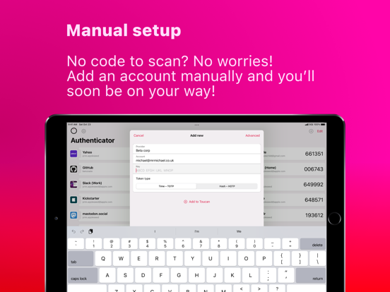 Toucan Authenticator iPad app afbeelding 4