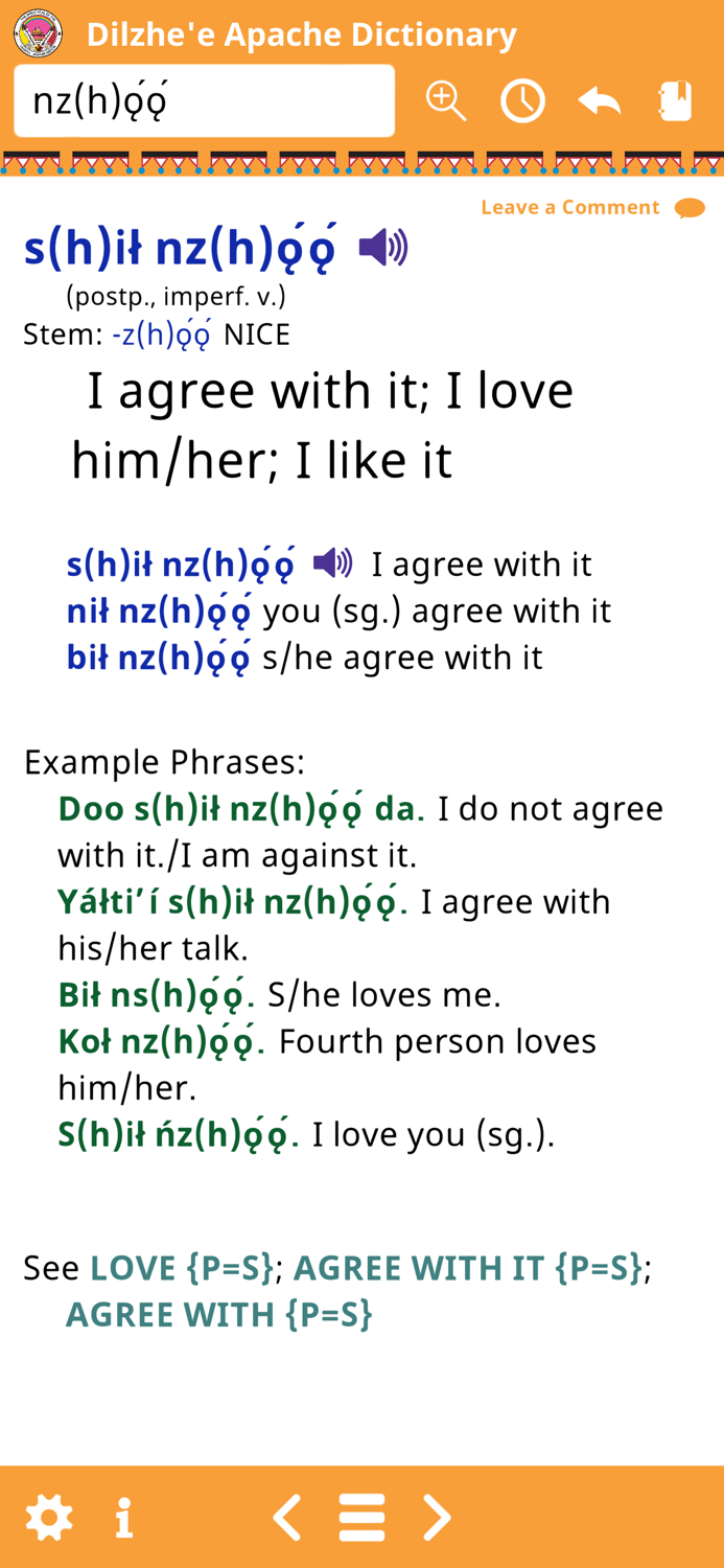 Dilzhee Apache Dictionary