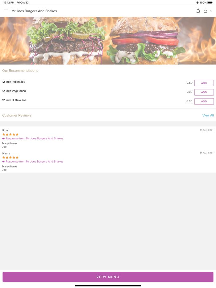 Mr Joes Burgers And Shakes.