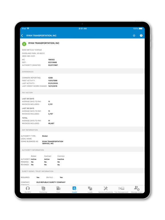 RTS Pro iPad screenshot 5 - Business app