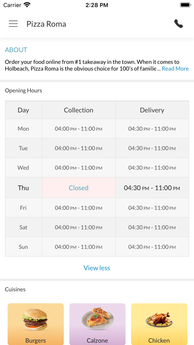 Pizza Roma Holbeach. Screenshot