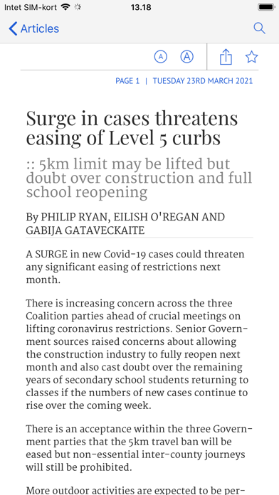 Irish Independent ePapers Screenshot