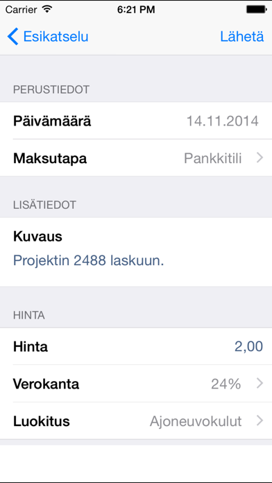 OLEn Kuitti Screenshot