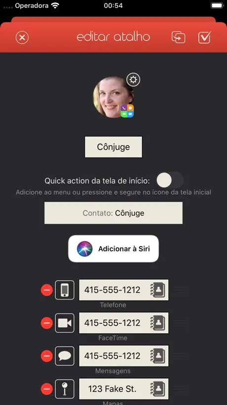 Atalho com vários widgets