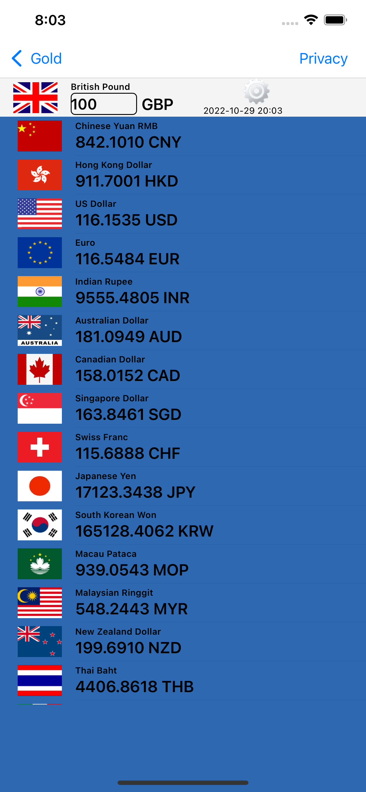 Gold price Live Silver:GBP USD