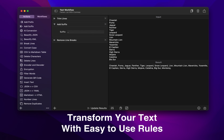 Text Workflow: Text Converter - 1.9.7 - (macOS)