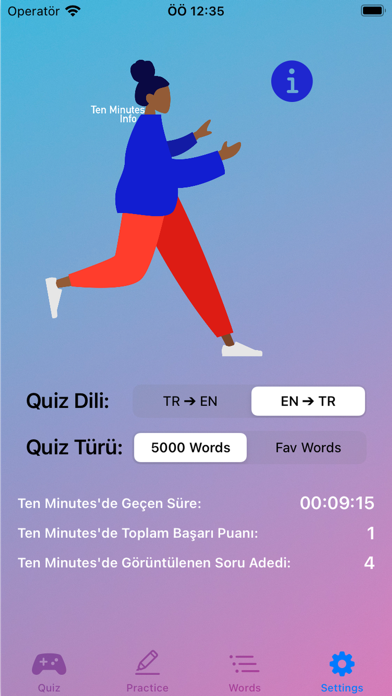 Turkish via English: TenMinute Screenshot