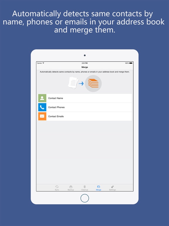 Contacts Sync, Backup & Clean iPad screenshot 4 - Utilities app