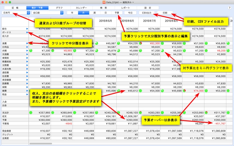 ファイナンシャルプランナーが作った家計簿スクリーンショット