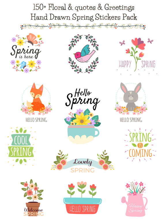 Hello Spring - Hand Drawn iPad screenshot 1 - Stickers app