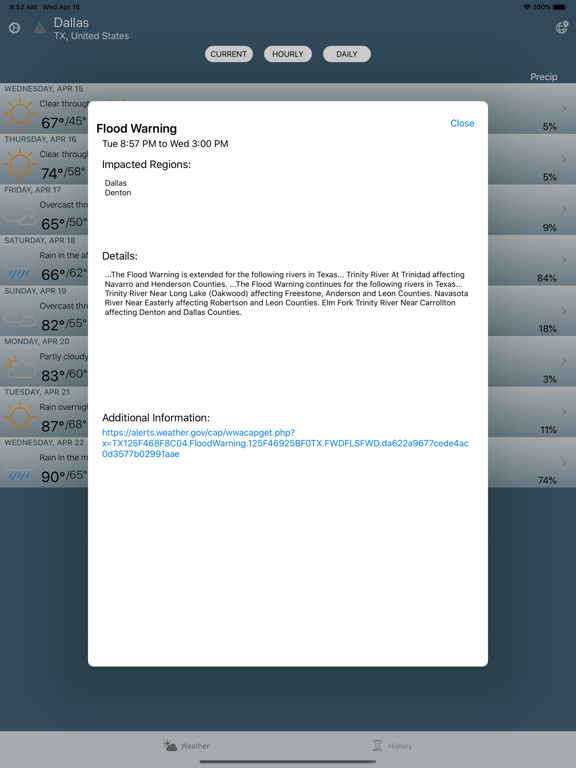 WX Archive iPad screenshot 4 - Weather app