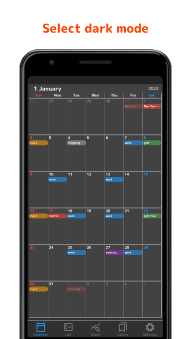 Stats Calendar Screenshot