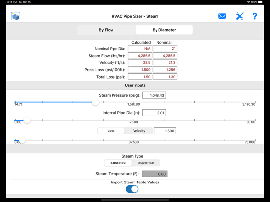 Screenshot #5 for HVAC Pipe Sizer - Steam