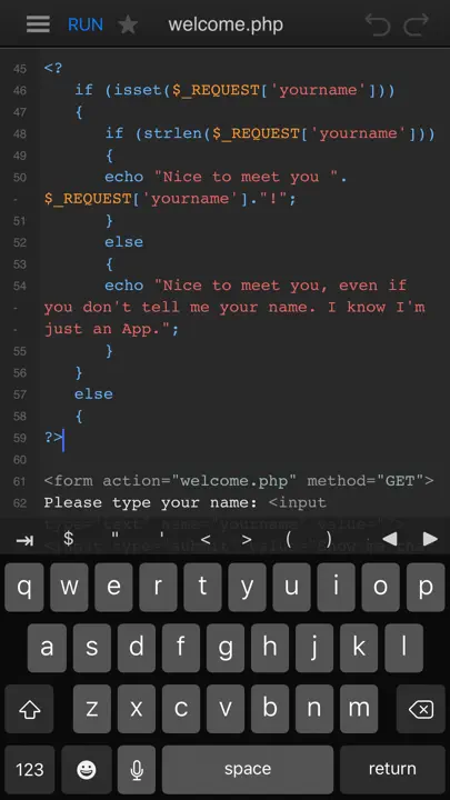 DraftCode For PHP IDE iPhone-skjermbilde 1