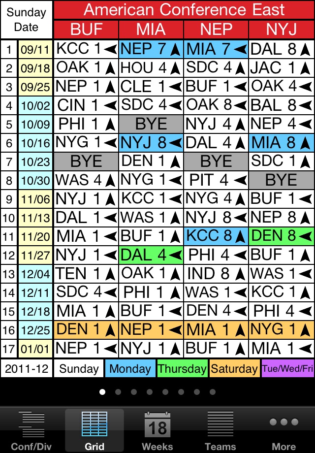 Pro Football Schedule screenshot 2