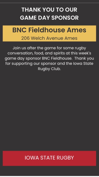 Iowa State Rugby Fan App Screenshot