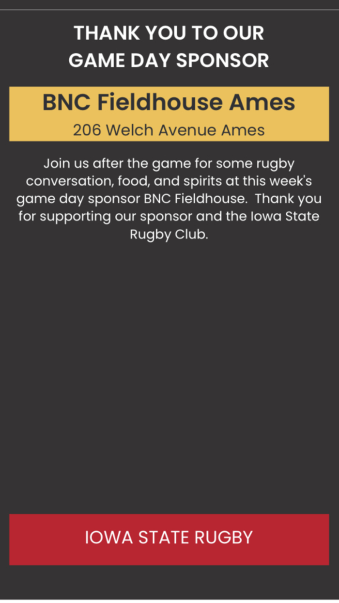 Iowa State Rugby Fan App