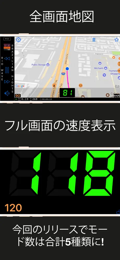 スピードメーター 55 Start。GPS 速度計+HUD