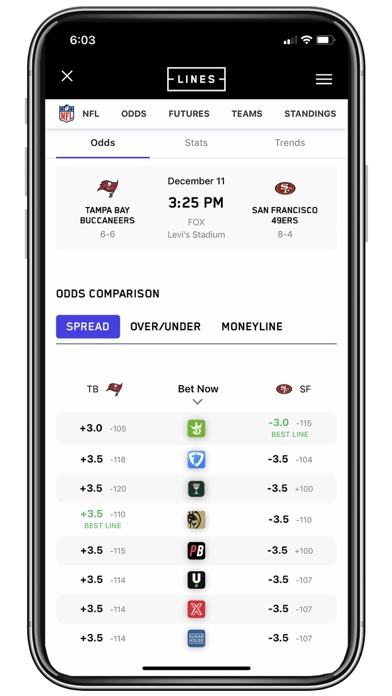 Lines Sports Betting Screenshot