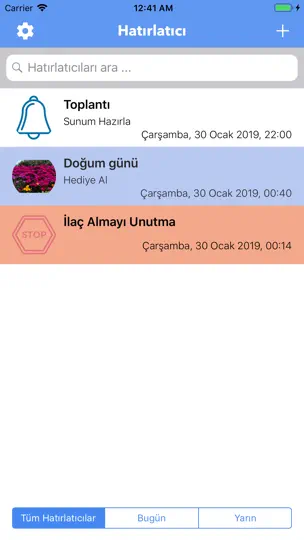 Hatırlatıcı iPhone Ekran Görüntüsü 1