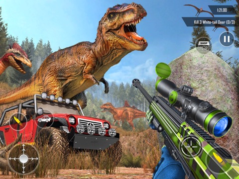野生動物の恐竜狩りゲームのおすすめ画像4