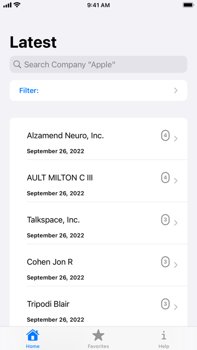 SEC Filings Explorer Screenshot