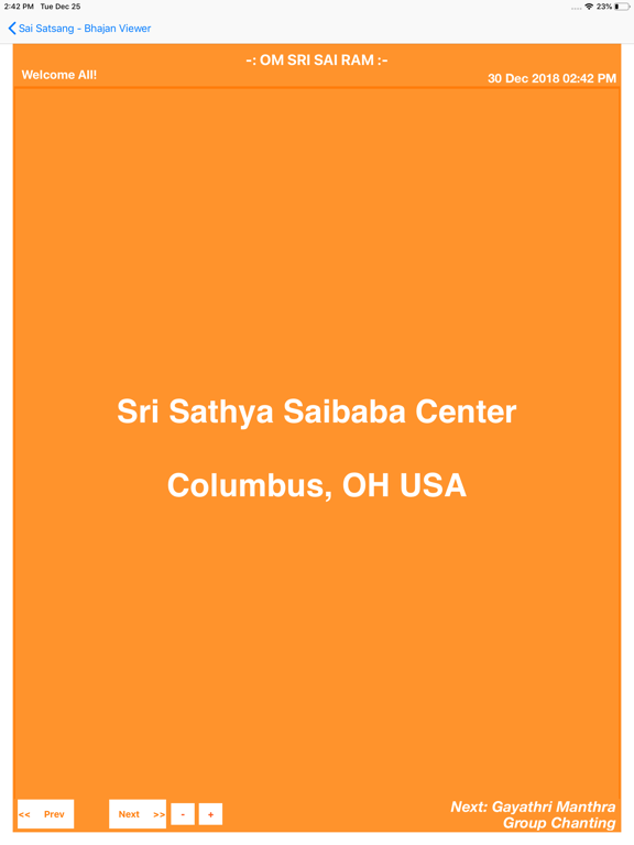 Sri Sai Satsang-Bhajan Viewer iPad screenshot 5 - Education app