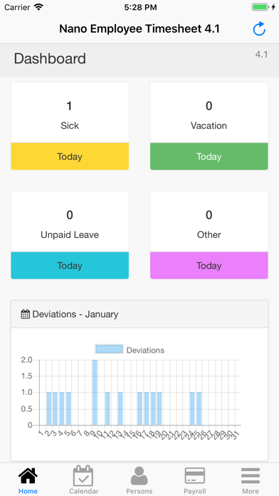 Nano Employee Timesheet Screenshot