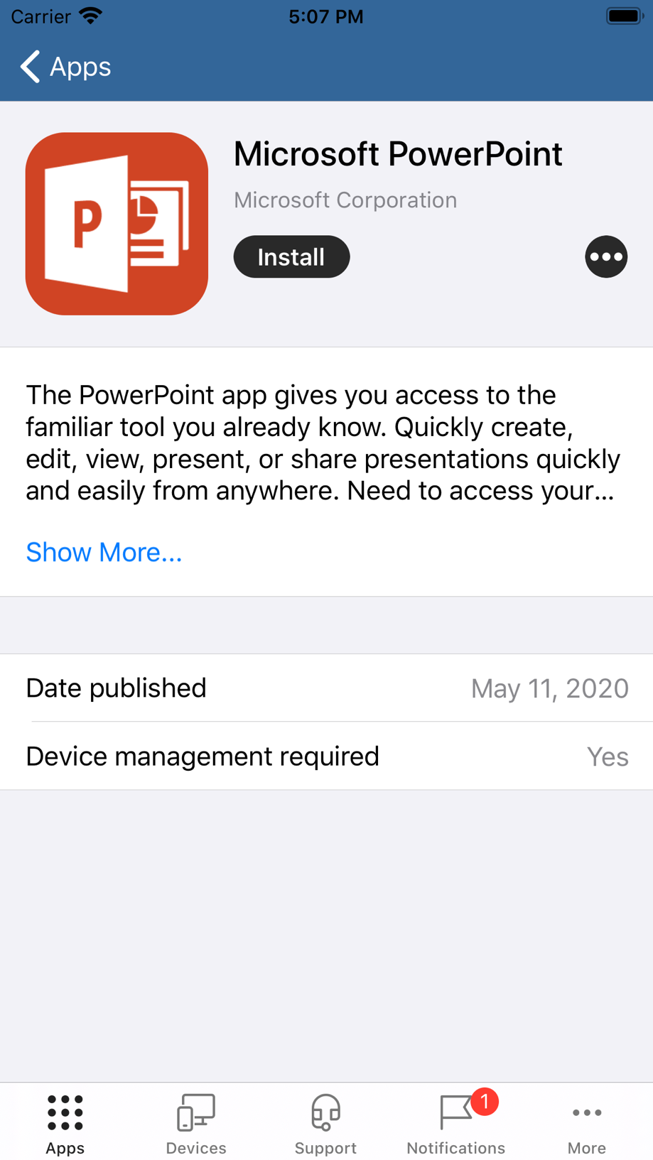 Intune 公司门户 截图