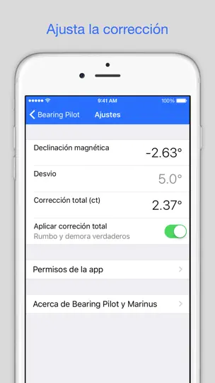 Captura de pantalla de Bearing Pilot en iPhone 2