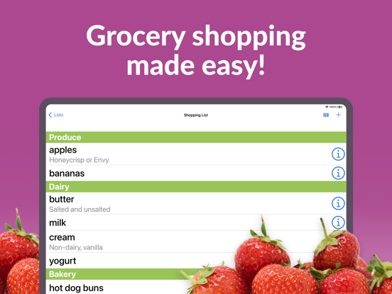 Our Groceries Shopping List iPad app afbeelding 1