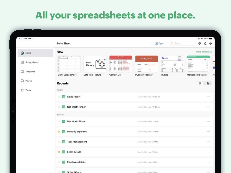 #1. Zoho Sheet—Spreadsheet on iPad (iOS) 由: Zoho Corporation