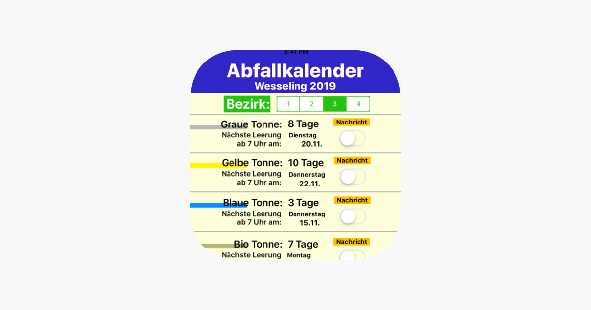 Abfallkalender mit Feiertagen! im App Store