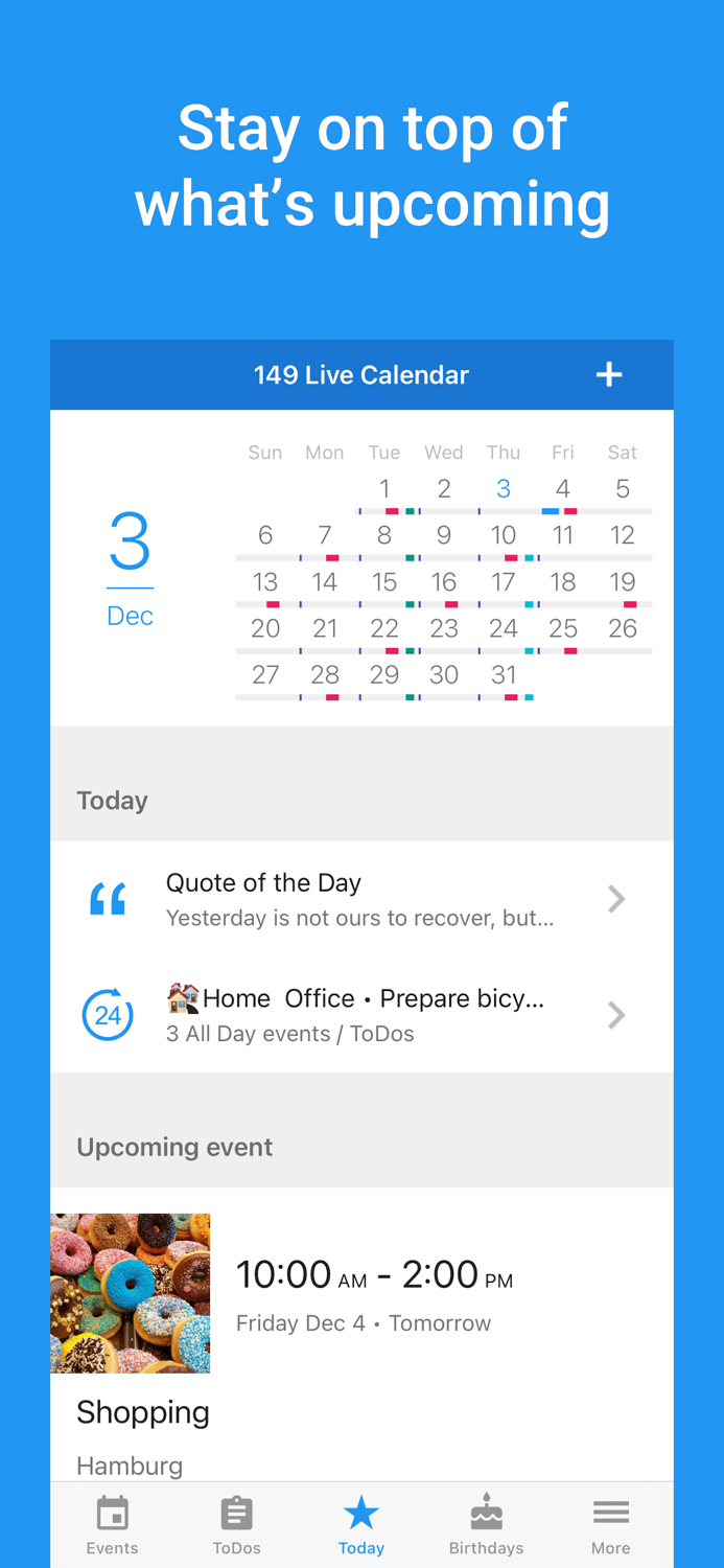 149 Live Calendar and ToDo list