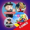 Classic Board Games Set - Play MONOPOLY, CLUEDO, THE GAME OF LIFE 2 and BATTLESHIP!
