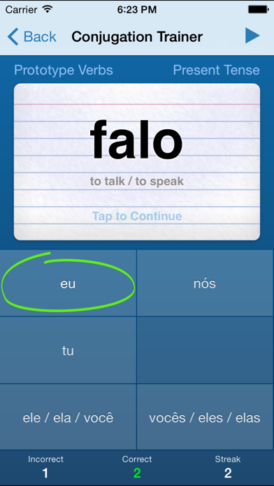 Portuguese Verbs Trainer Screenshot