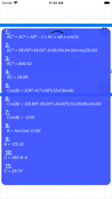 Triangle & Angle calculator Screenshot