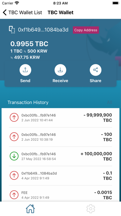 TBC Wallet Screenshot