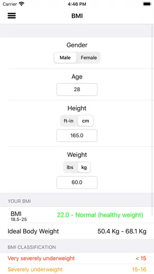BMI - BMR Calculator screenshot 1
