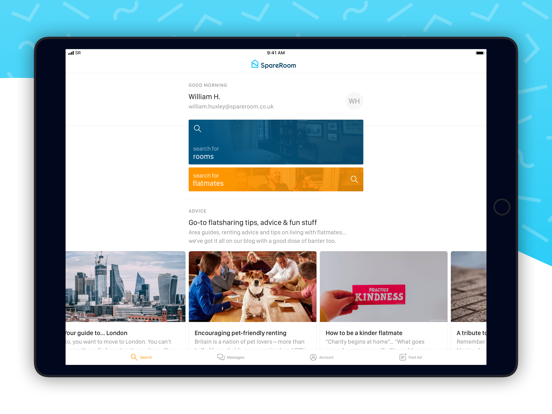 SpareRoom iPad app afbeelding 1