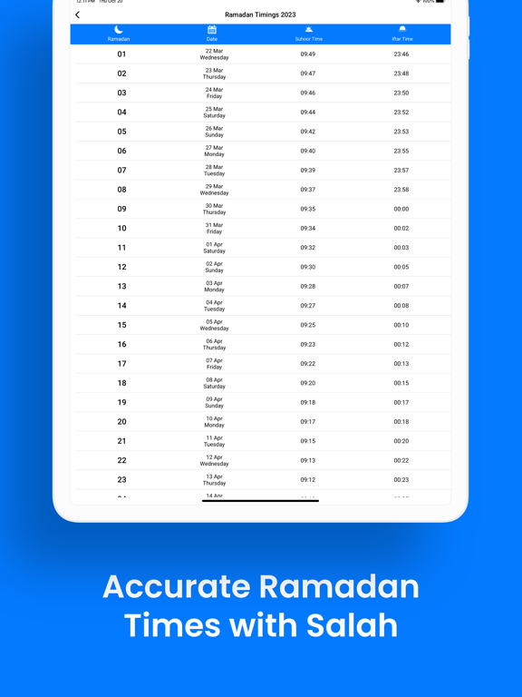 Horaires du Ramadan - Qibla