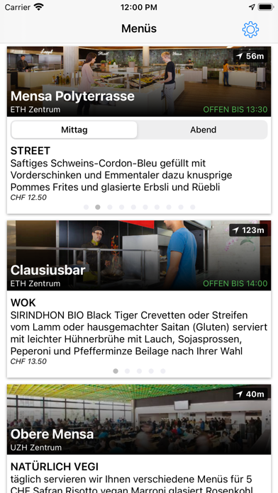Mensa ETH Zürich / UZH Screenshot