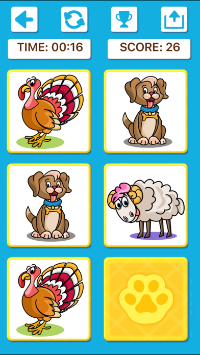 Animal Memory Matching Games Screenshot