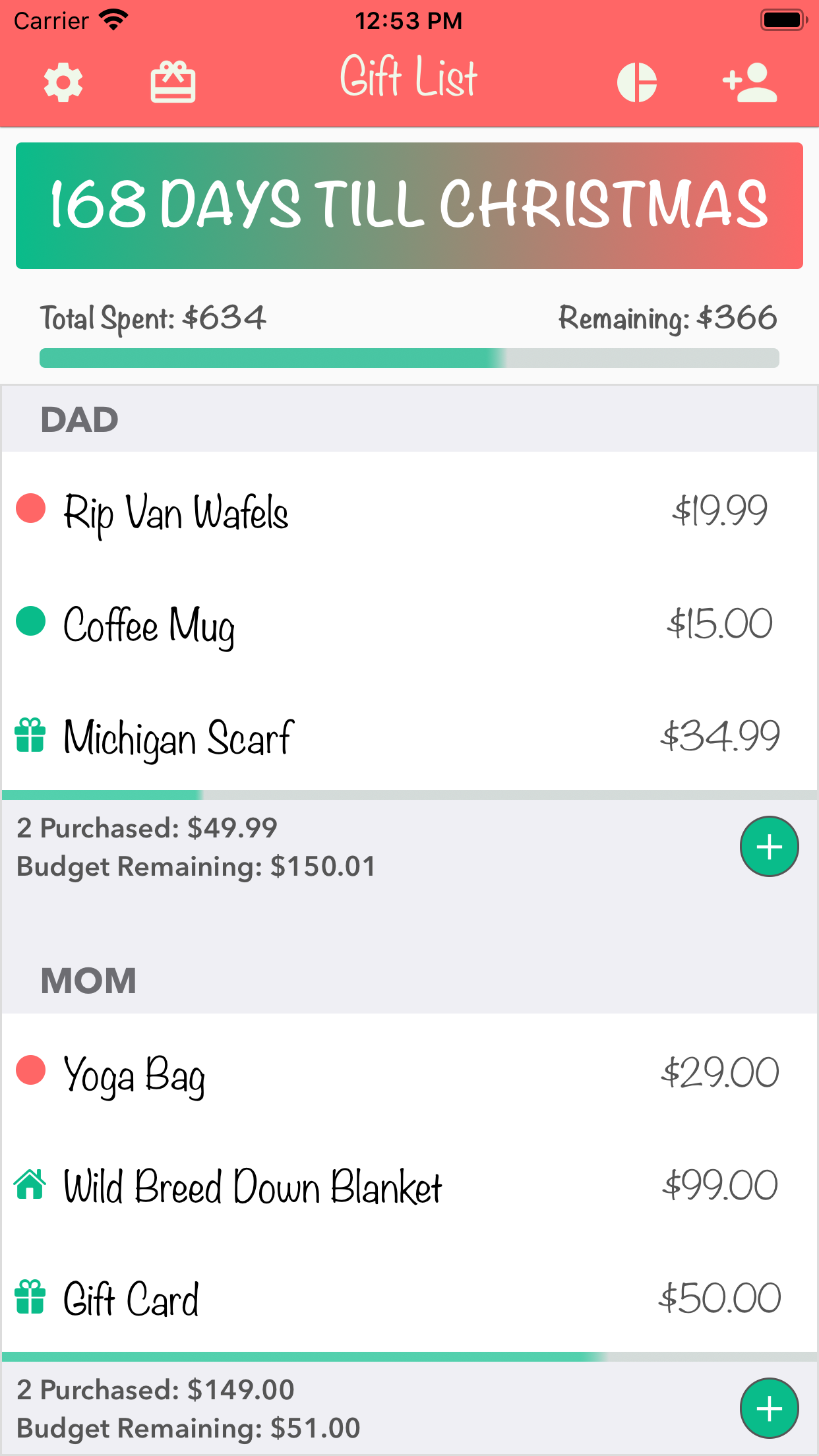 Christmas Gift List Tracker