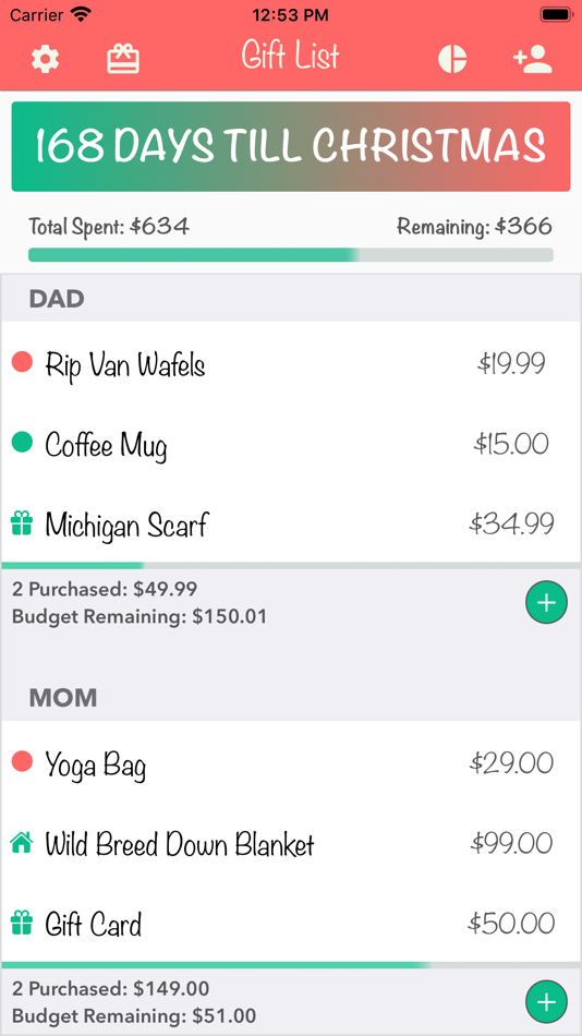 Christmas Gift List Tracker - 2.0 - (iOS)