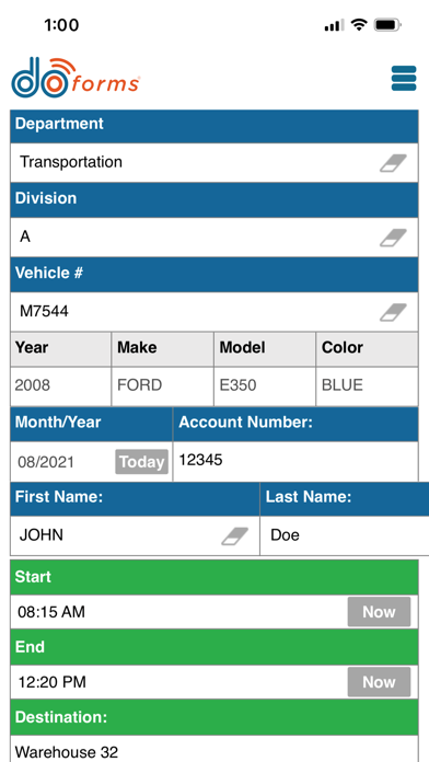 doForms Mobile Data Screenshot